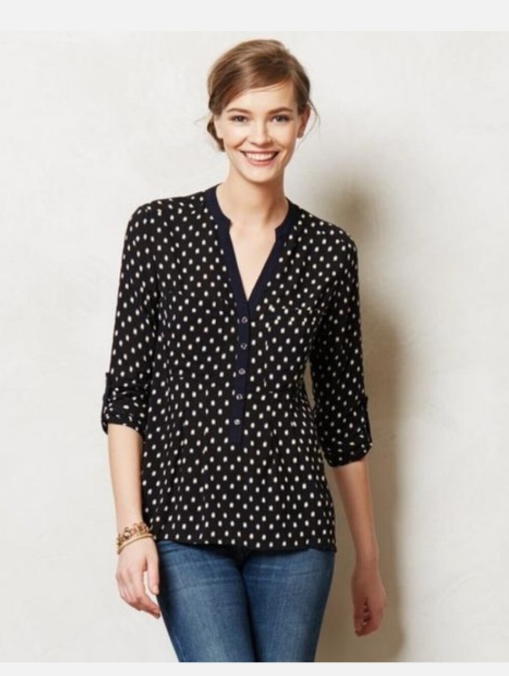 Anthropology Vanessa Virginia Polka Dot Blouse Size 10